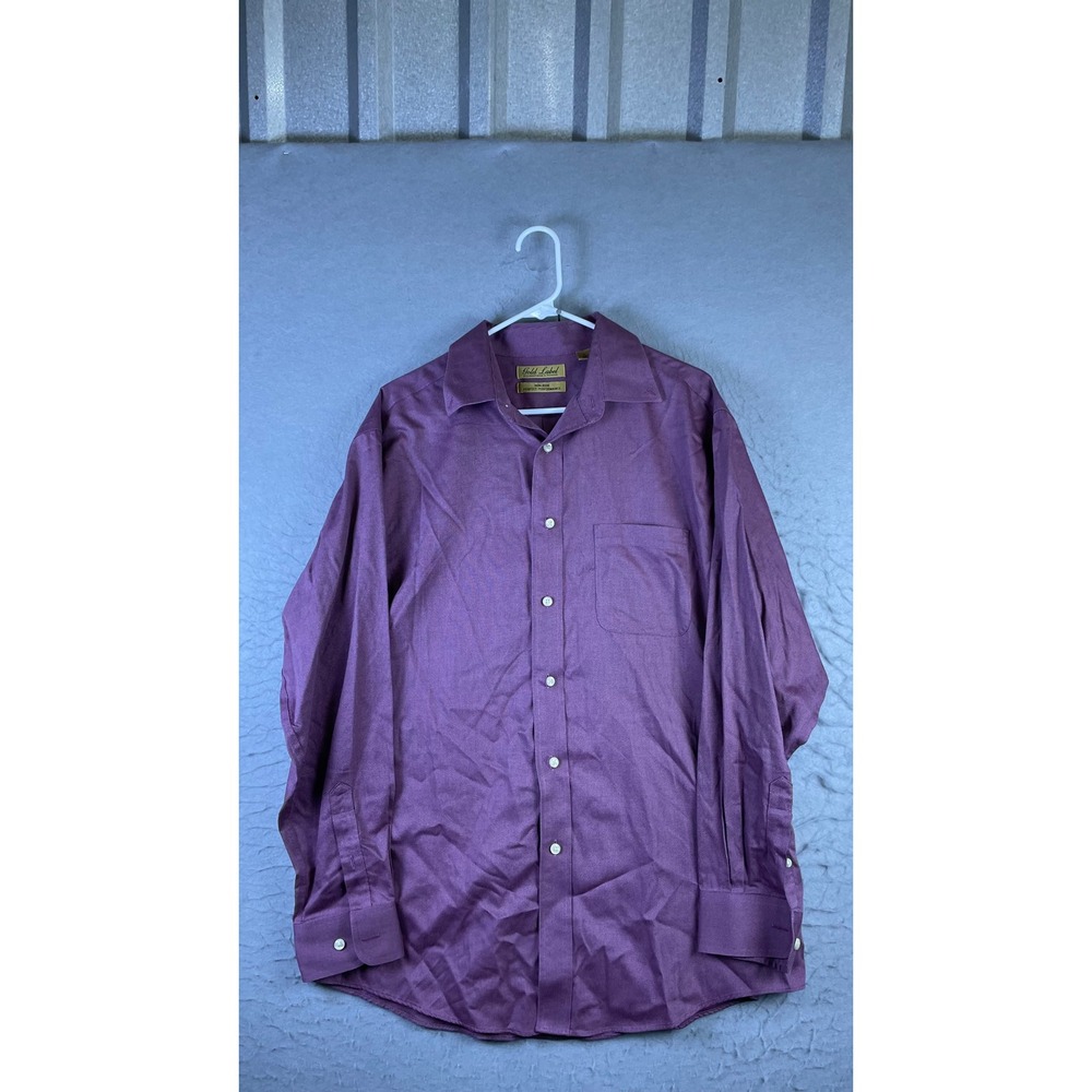 Roundtree & Yorke Shirt Mens L Purple Excellent Gold Label Non-Iron Cotton LS